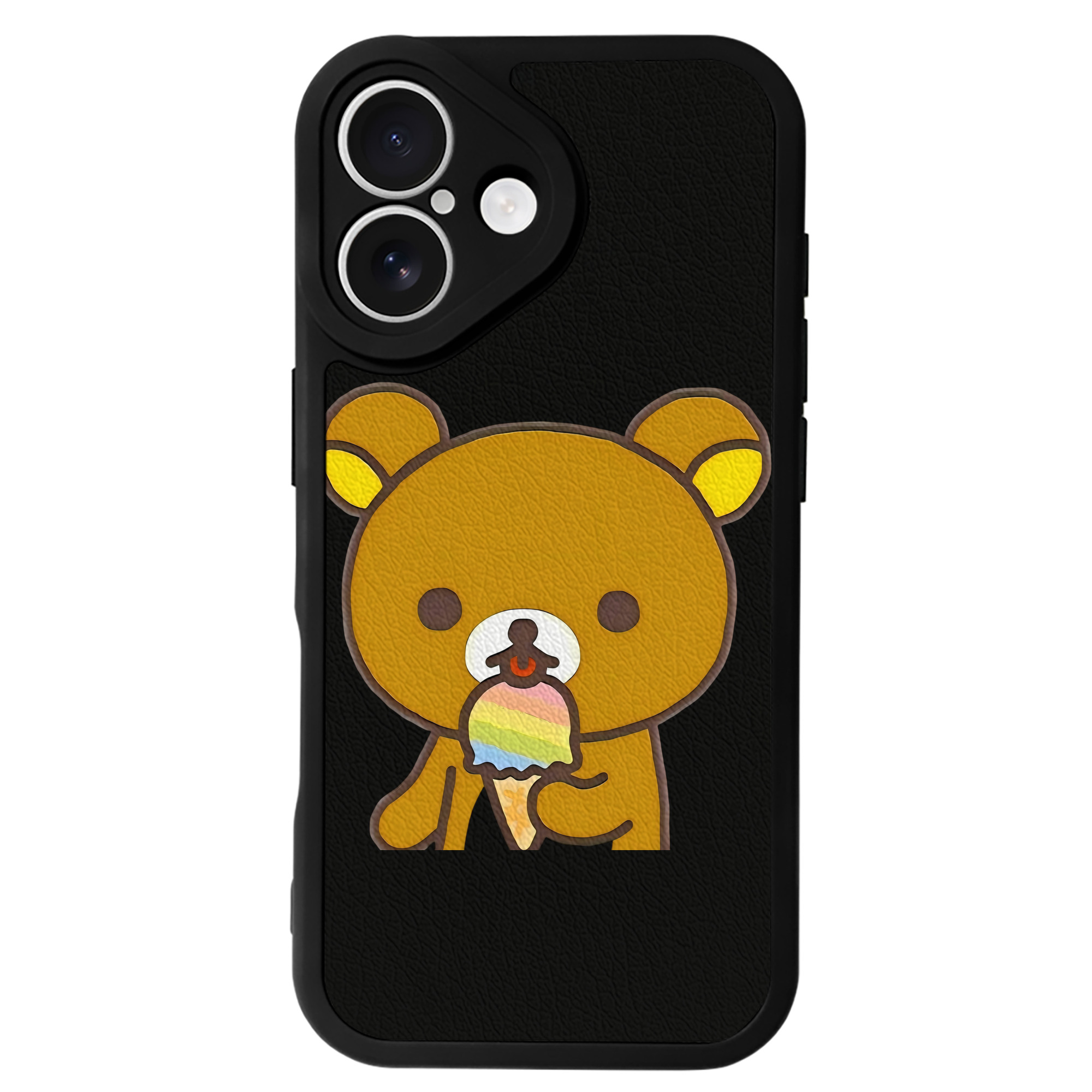 （画像用） リラックマ リラックマ キイロイトリ Rilakkuma Korilakkuma Kiiroitori 【iPhone 16シリーズ対応】シリコンスマホケース（レザー調） 材質：シリコン